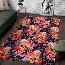 Load image into Gallery viewer, Blossom Peony Skull Pattern Print Area Rug
