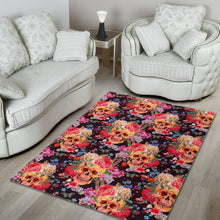 Load image into Gallery viewer, Blossom Peony Skull Pattern Print Area Rug
