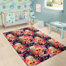 Load image into Gallery viewer, Blossom Peony Skull Pattern Print Area Rug

