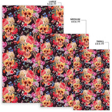 Load image into Gallery viewer, Blossom Peony Skull Pattern Print Area Rug
