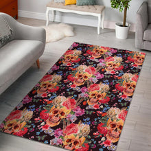Load image into Gallery viewer, Blossom Peony Skull Pattern Print Area Rug
