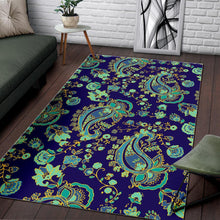 Load image into Gallery viewer, Blue Bohemian Paisley Pattern Print Area Rug

