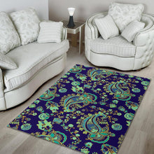 Load image into Gallery viewer, Blue Bohemian Paisley Pattern Print Area Rug
