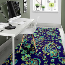 Load image into Gallery viewer, Blue Bohemian Paisley Pattern Print Area Rug
