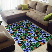 Load image into Gallery viewer, Blue Hawaiian Wildflowers Pattern Print Area Rug
