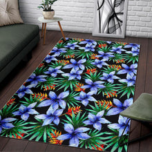 Load image into Gallery viewer, Blue Hawaiian Wildflowers Pattern Print Area Rug
