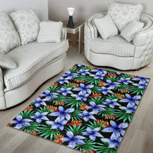 Load image into Gallery viewer, Blue Hawaiian Wildflowers Pattern Print Area Rug
