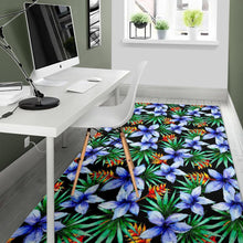 Load image into Gallery viewer, Blue Hawaiian Wildflowers Pattern Print Area Rug
