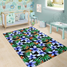 Load image into Gallery viewer, Blue Hawaiian Wildflowers Pattern Print Area Rug
