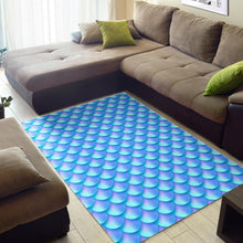 Load image into Gallery viewer, Blue Neon Mermaid Scales Pattern Print Area Rug
