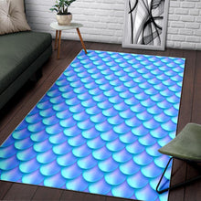 Load image into Gallery viewer, Blue Neon Mermaid Scales Pattern Print Area Rug
