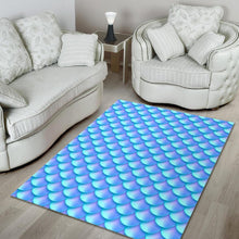 Load image into Gallery viewer, Blue Neon Mermaid Scales Pattern Print Area Rug
