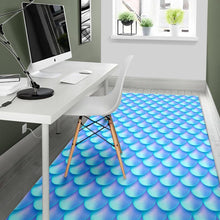 Load image into Gallery viewer, Blue Neon Mermaid Scales Pattern Print Area Rug
