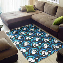 Load image into Gallery viewer, Blue Rainbow Unicorn Pattern Print Area Rug

