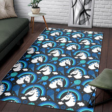 Load image into Gallery viewer, Blue Rainbow Unicorn Pattern Print Area Rug
