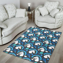 Load image into Gallery viewer, Blue Rainbow Unicorn Pattern Print Area Rug
