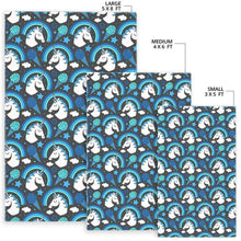 Load image into Gallery viewer, Blue Rainbow Unicorn Pattern Print Area Rug
