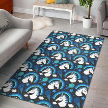 Load image into Gallery viewer, Blue Rainbow Unicorn Pattern Print Area Rug

