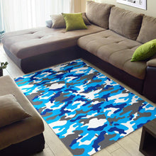 Load image into Gallery viewer, Blue Snow Camouflage Print Area Rug

