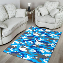 Load image into Gallery viewer, Blue Snow Camouflage Print Area Rug
