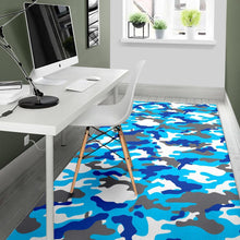 Load image into Gallery viewer, Blue Snow Camouflage Print Area Rug
