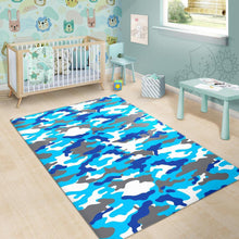 Load image into Gallery viewer, Blue Snow Camouflage Print Area Rug
