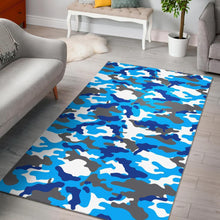 Load image into Gallery viewer, Blue Snow Camouflage Print Area Rug
