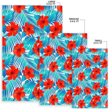 Load image into Gallery viewer, Blue Tropical Hibiscus Pattern Print Area Rug
