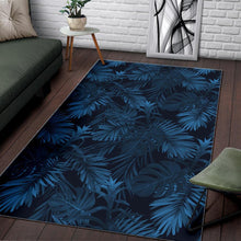 Load image into Gallery viewer, Dark Blue Tropical Leaf Pattern Print Area Rug

