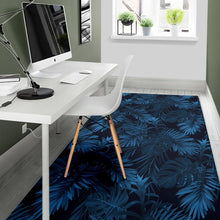 Load image into Gallery viewer, Dark Blue Tropical Leaf Pattern Print Area Rug
