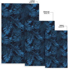 Load image into Gallery viewer, Dark Blue Tropical Leaf Pattern Print Area Rug
