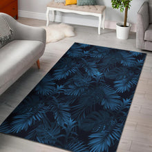 Load image into Gallery viewer, Dark Blue Tropical Leaf Pattern Print Area Rug
