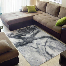 Load image into Gallery viewer, Dark Grey White Marble Print Area Rug
