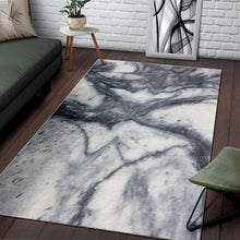 Load image into Gallery viewer, Dark Grey White Marble Print Area Rug
