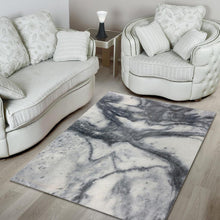 Load image into Gallery viewer, Dark Grey White Marble Print Area Rug
