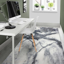 Load image into Gallery viewer, Dark Grey White Marble Print Area Rug
