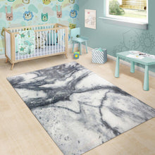 Load image into Gallery viewer, Dark Grey White Marble Print Area Rug
