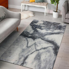 Load image into Gallery viewer, Dark Grey White Marble Print Area Rug
