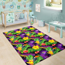 Load image into Gallery viewer, Dark Hawaiian Tropical Pattern Print Area Rug

