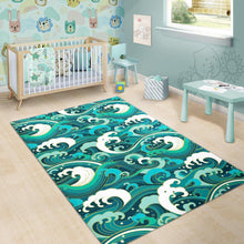 Load image into Gallery viewer, Deep Sea Wave Surfing Pattern Print Area Rug
