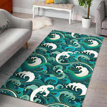 Load image into Gallery viewer, Deep Sea Wave Surfing Pattern Print Area Rug
