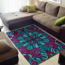 Load image into Gallery viewer, Ethnic Teal Bohemian Pattern Print Area Rug
