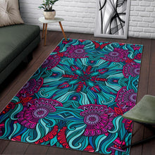 Load image into Gallery viewer, Ethnic Teal Bohemian Pattern Print Area Rug
