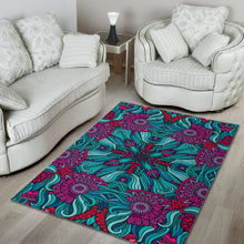 Load image into Gallery viewer, Ethnic Teal Bohemian Pattern Print Area Rug
