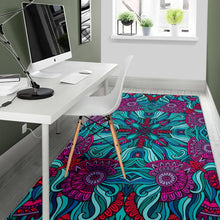 Load image into Gallery viewer, Ethnic Teal Bohemian Pattern Print Area Rug
