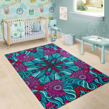 Load image into Gallery viewer, Ethnic Teal Bohemian Pattern Print Area Rug
