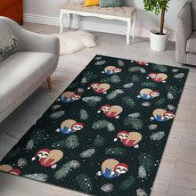 Load image into Gallery viewer, Cute sloths sleeping christmas ball santa hat pattern Area Rug
