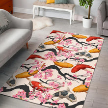 Load image into Gallery viewer, Colorful Koi Fish Carp Fish and Sakura Pattern Area Rug
