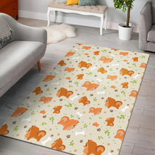 Load image into Gallery viewer, Cute brown pomeranian paw leave bone pattern Area Rug
