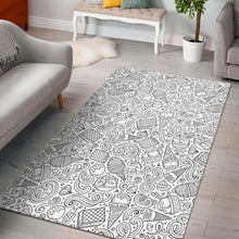 Load image into Gallery viewer, Cartoon hand drawn ice cream black white Area Rug
